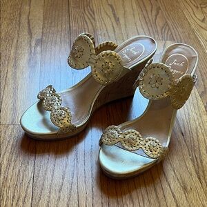 Jack Rogers Luccia Gold Wedge Sandals - Metallic Gold Women’s Heels size 8